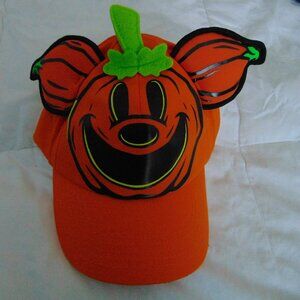 2024 Disney Park Mickey Mouse Ears Orange Pumpkin Glow In Dark Adult Unisex Cap
